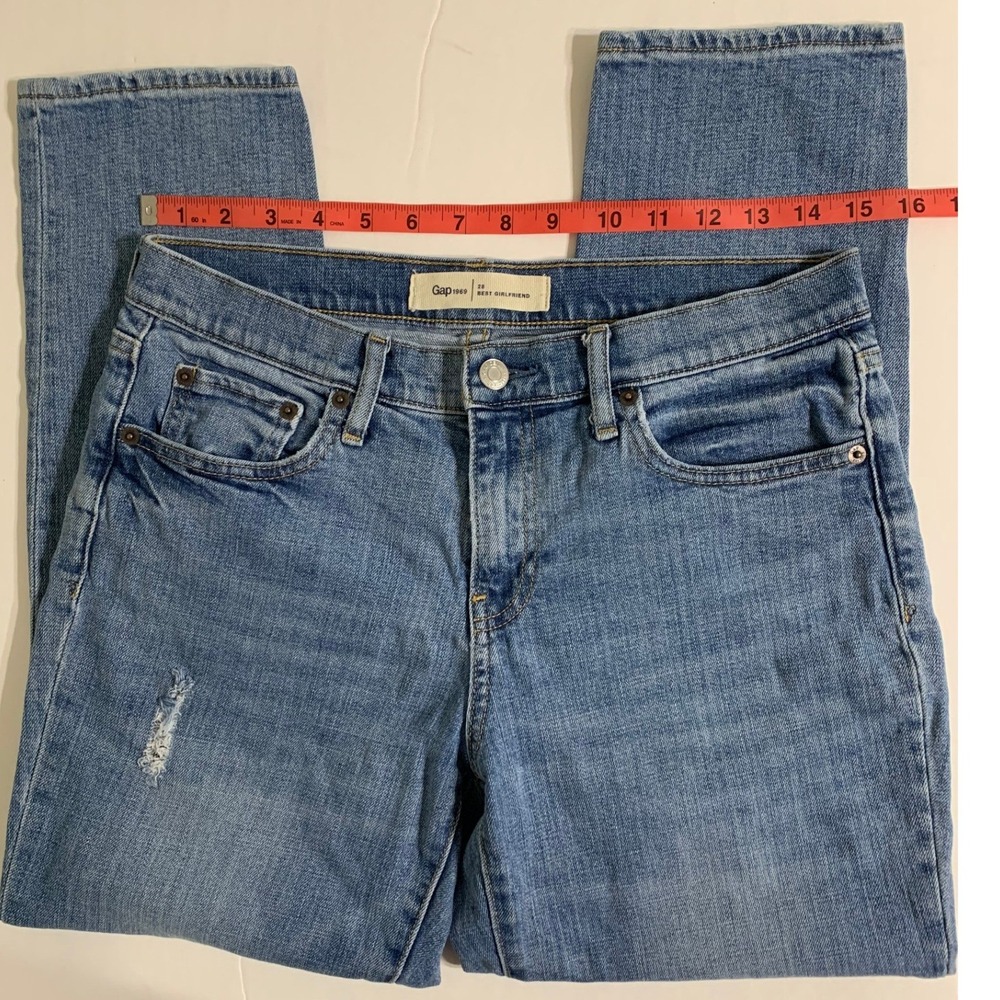 Gap 1969 Best Girlfriend Jeans Light Wash Denim Distressed Size 28 - Picture 4 of 12